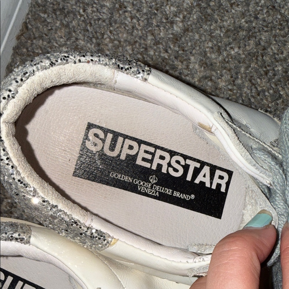 Golden Goose White Sneakers with Silver Accents - Picture 4 of 5